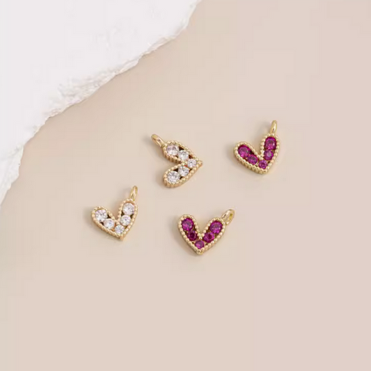 Brass Gilded Zirconic Small Heart Necklace Bracelet Pendants