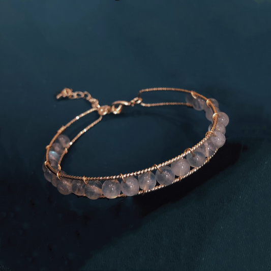 Brass Wire Bracelet Moonstone Beads