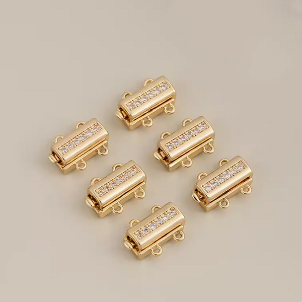 Brass 2 Row Electroplated Zircon Insert Clip Clasp
