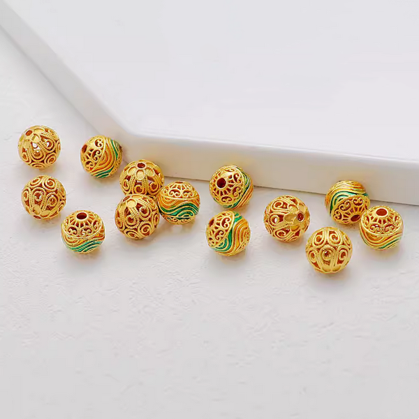 Alloy 14K Gilded Dispensing Spacer Round Beads