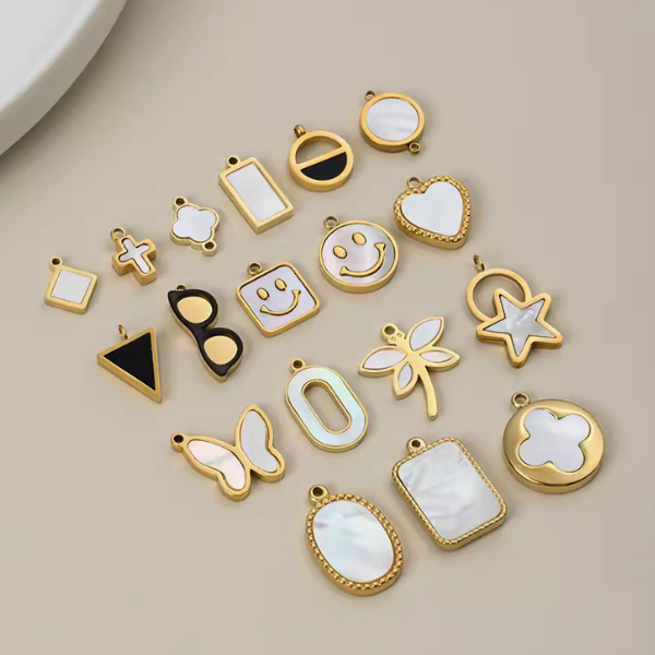 New Fashion Titanium Steel+Shell Pendant Charms