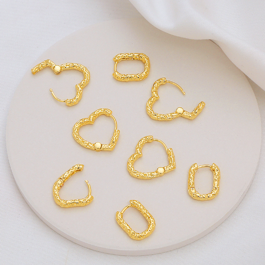 1 Pairs Brass Curving Surface Earring