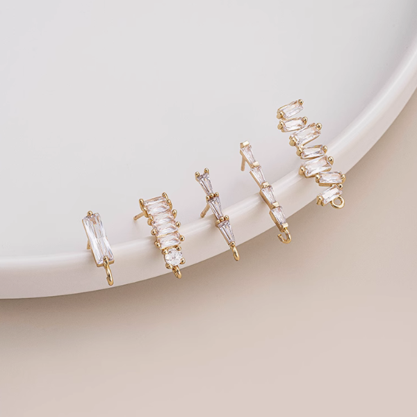 1 Pair Brass Highlight Zircon Earring Stud Jewelry Handmaking