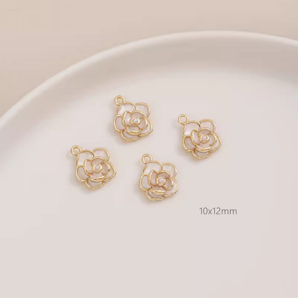 Brass Gilded Dispensing Camellia Flower Pendant