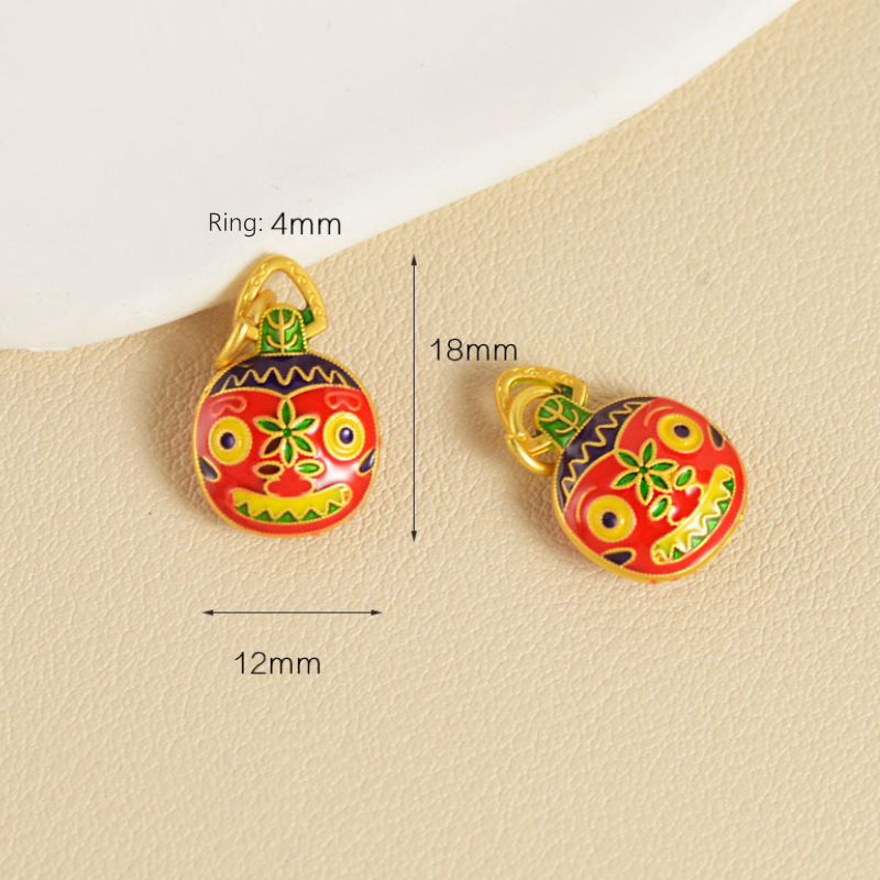 Alloy Gold Plated Enamel Dispensing Cute Fish and Good Monster Pendant