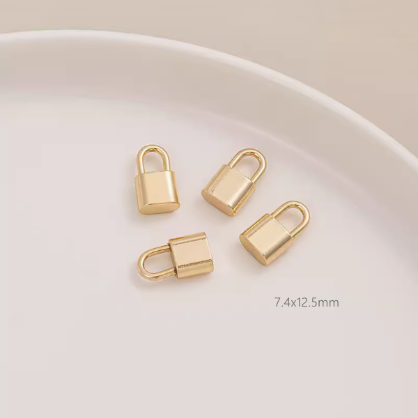 Brass Lock & Key Pendant 14K Gilded Metal Charms