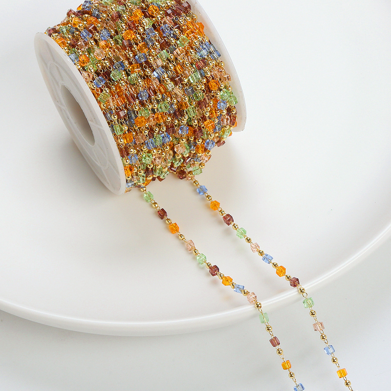 Brass Crystal Zircon Faceted Beads Charms Jewelry Handcrafts Chains