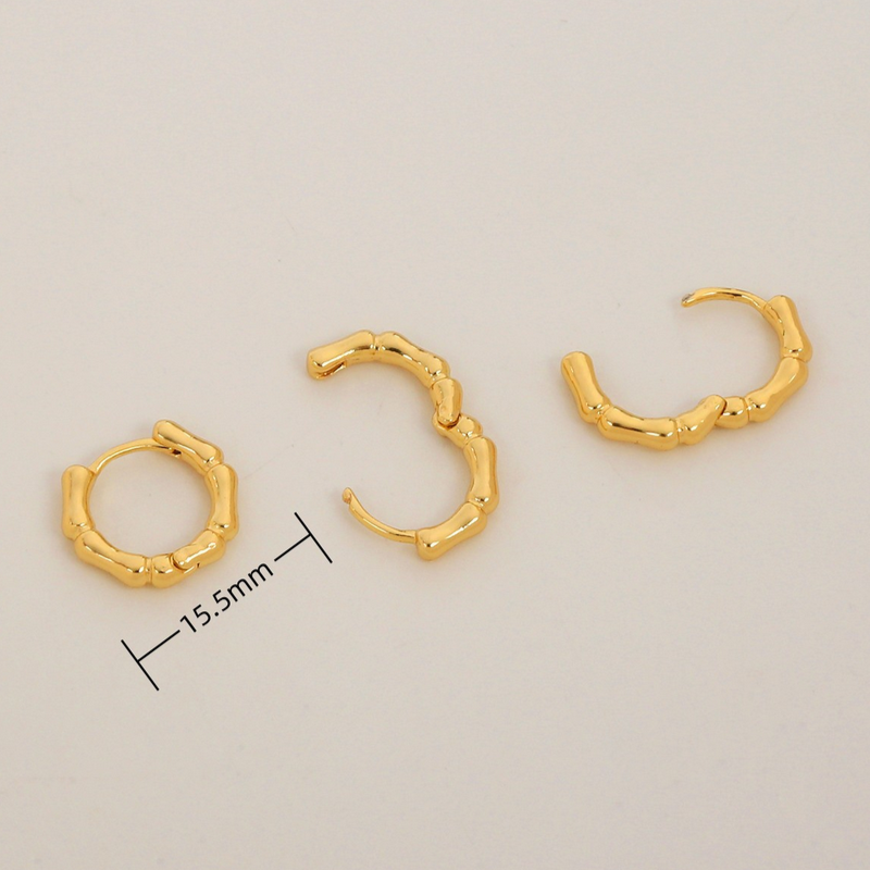 1 Pair Brass 14K Plated Bamboo Joint Earring Hoops