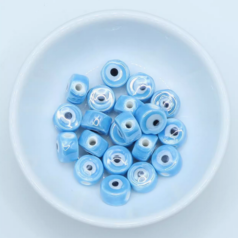 5pcs Ceramics Glazed Eyes Beads Pottery Bracelet Making Findings
