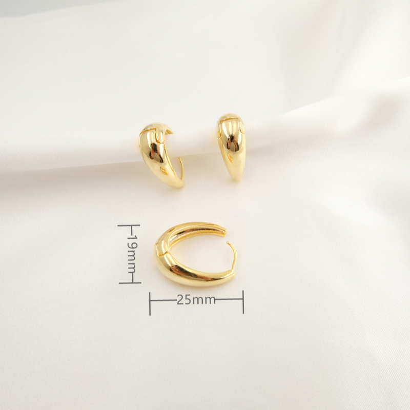 1 Pair Brass 14K Electroplated Ellipse Earring Hoops