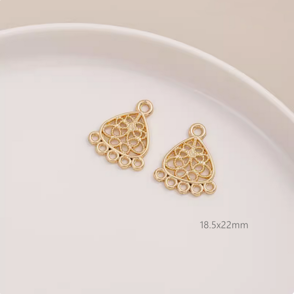1 Pair Brass 14K Plated Earring Pendants-Multiple Holes