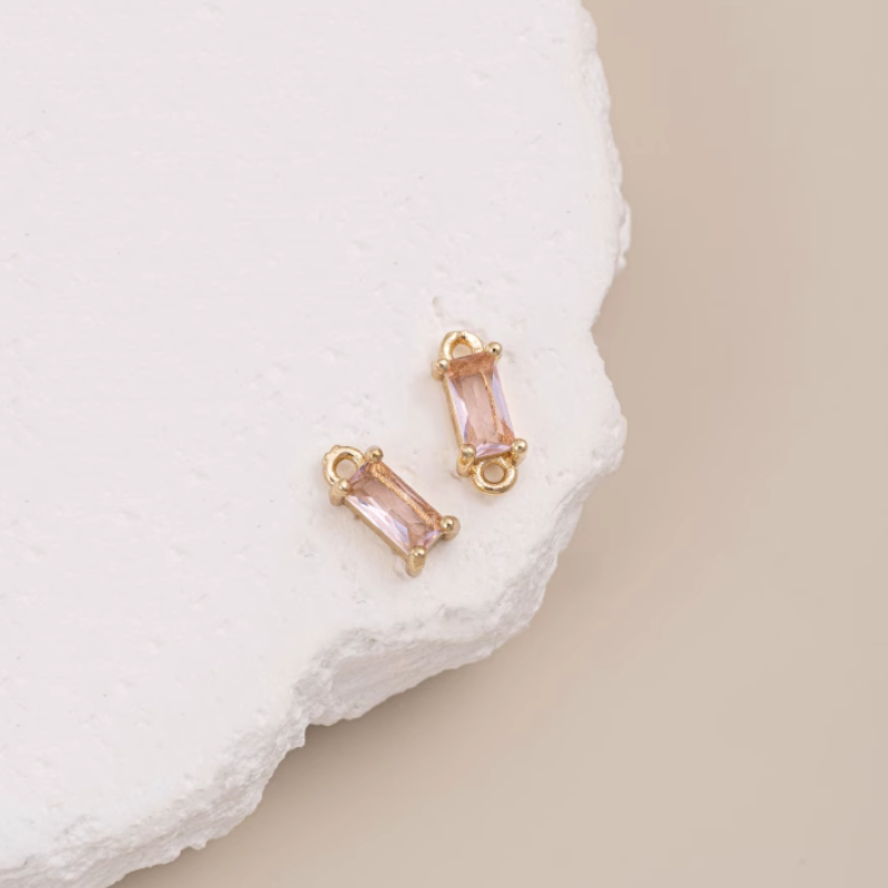 Brass Rectangle High Zircon Pendant Spacers