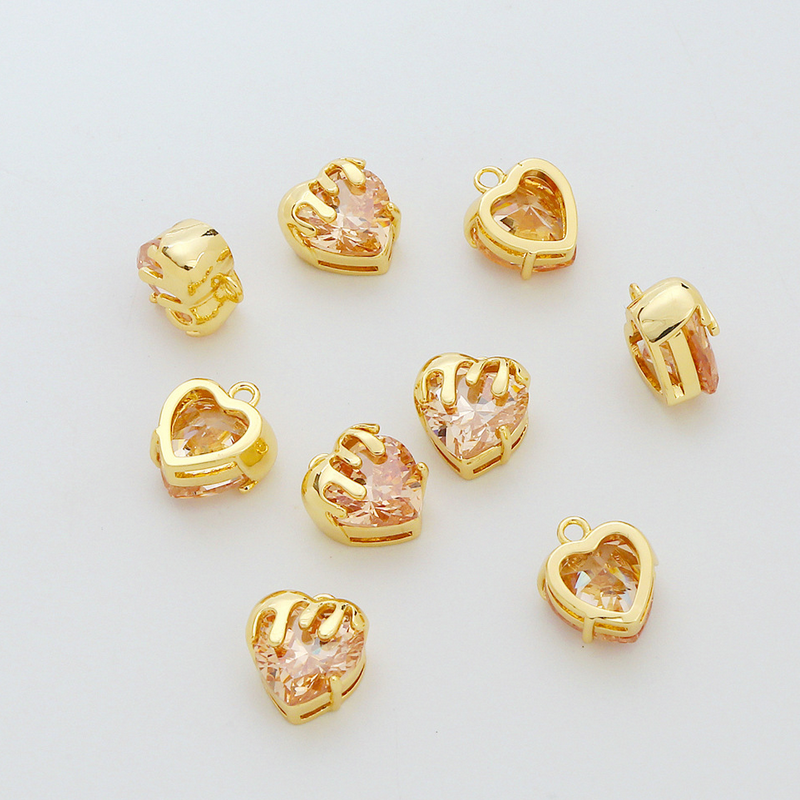 Brass Gilded Color Preservation Zircon Heart Pendant