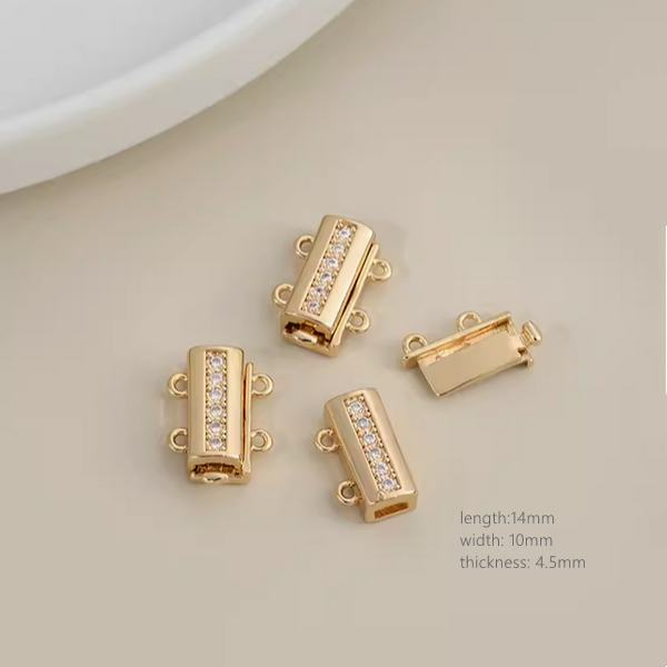 Brass 2 Row Electroplated Zircon Insert Clip Clasp