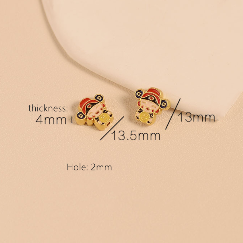 Alloy Gold Electroplated Wealth God Pendant Spacers