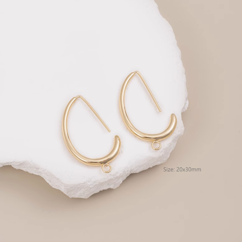 1 Pairs Classic Hoops 14K Gold Earring Plain Fashion Girls Woman Jewellry