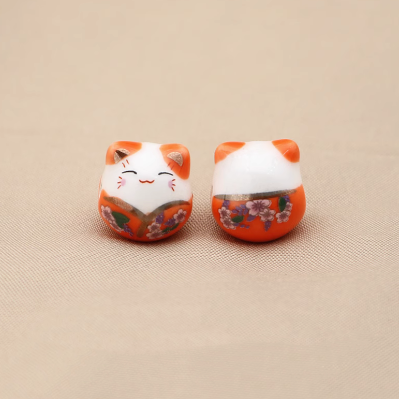 Ceramics Glazed Beads Cats Wealth Attract Symbol Charms Pendant