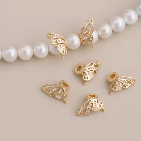 1 Pair Brass Zirconic Butterfly Wing Spare Spacer Accessories