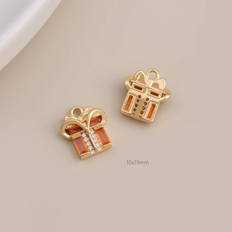 Brass Gilded Zircon Christmas Theme Pendant Pieces