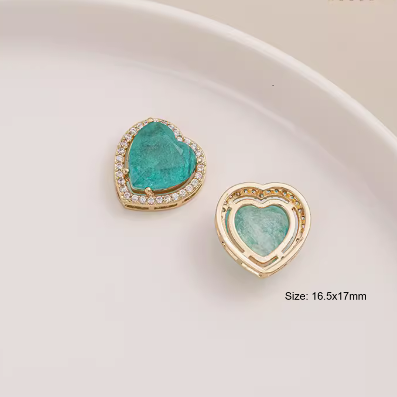 Brass Zirconic Paraiba Stone Pendant Charms