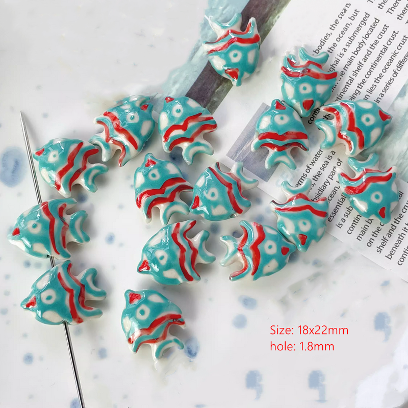Ceramics Glazed Tropical Fish Colorful Charms Handmaking Pendants