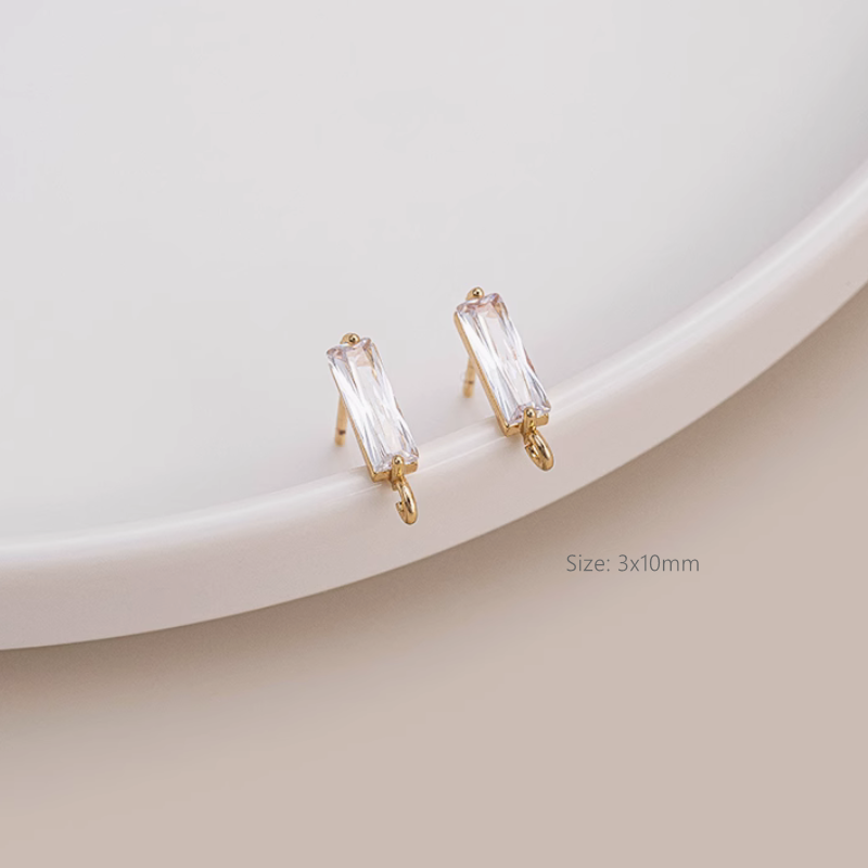 1 Pair Brass Highlight Zircon Earring Stud Jewelry Handmaking
