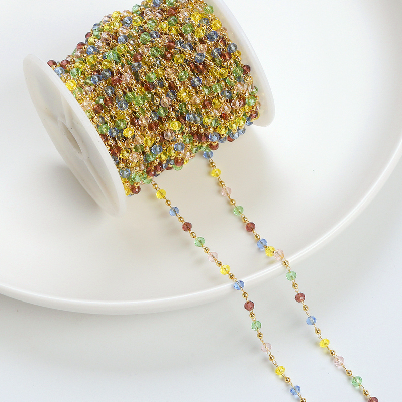 Brass Crystal Zircon Faceted Beads Charms Jewelry Handcrafts Chains