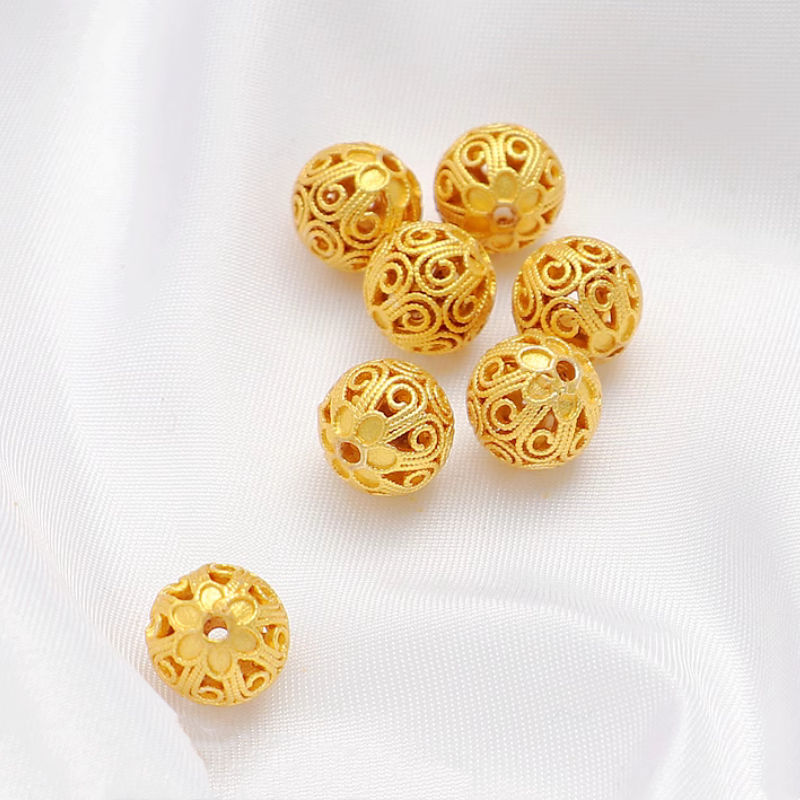 Alloy 14K Gilded Dispensing Spacer Round Beads