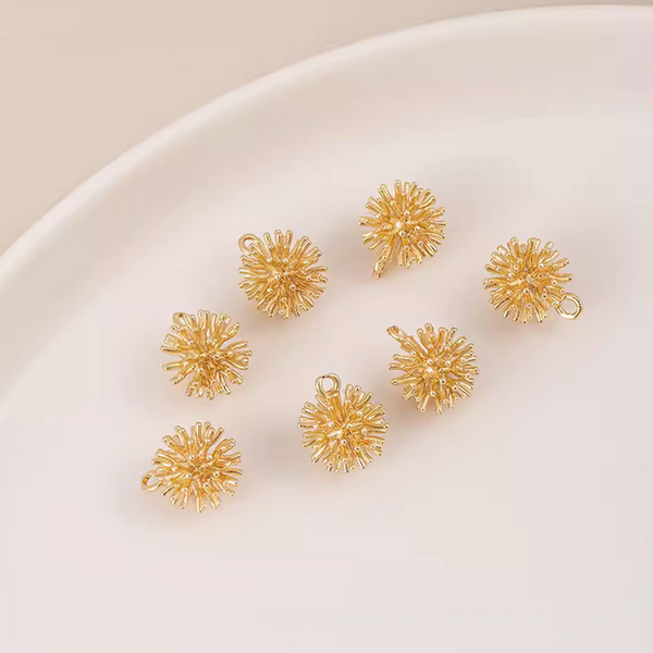 Brass Gold Plated Zirconic Pinecone Charms