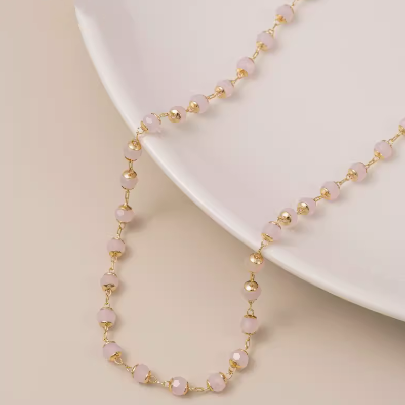 Brass Zircon Faceted Beads Chains Necklace Bracelet Chain