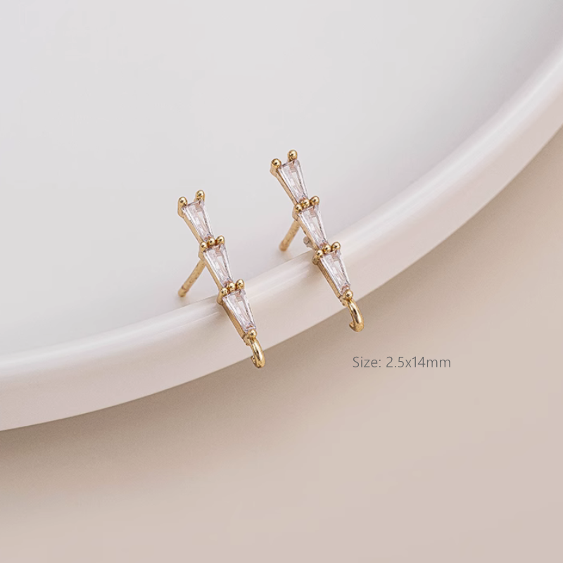 1 Pair Brass Highlight Zircon Earring Stud Jewelry Handmaking