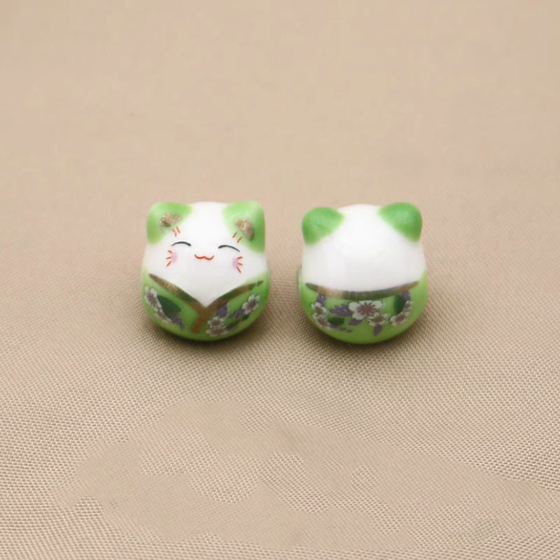 Ceramics Glazed Beads Cats Wealth Attract Symbol Charms Pendant