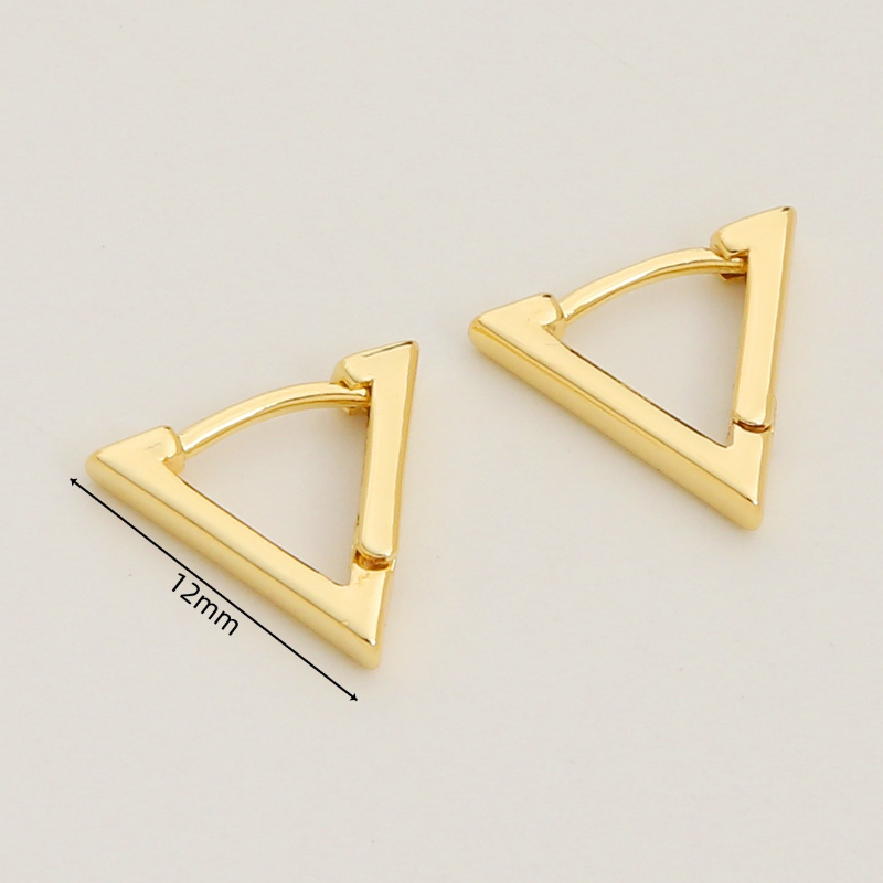 1 Pair Brass Plain 14K Gilded Geometry Earring Hoops