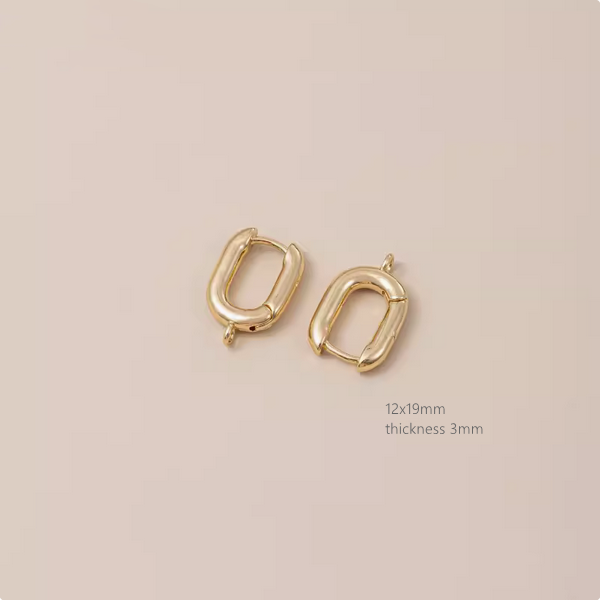 1 Pair Brass Square Ring Earrings Hoops