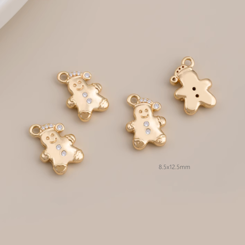 Brass Gilded Zircon Christmas Theme Pendant Pieces