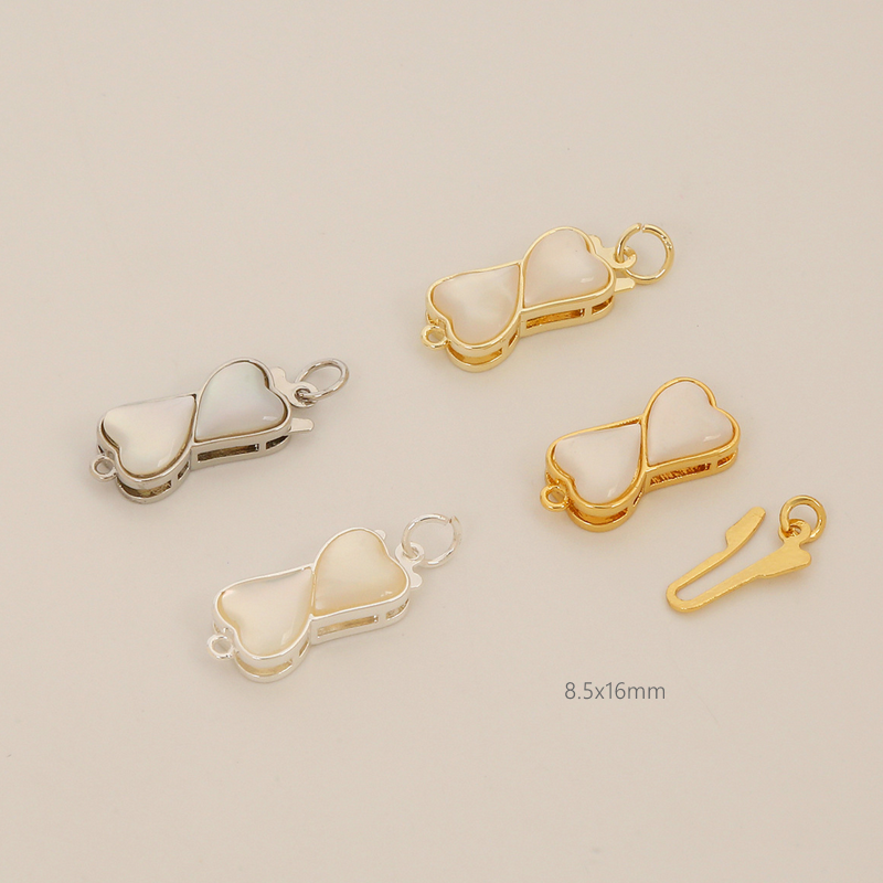 Brass Gilded Shell Insert Box Clasp Bow Beans Shape