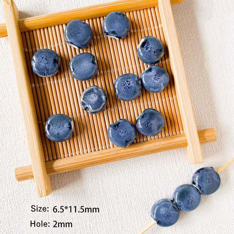 5pcs Ceramics Glazed Beads Tubes Ellipse