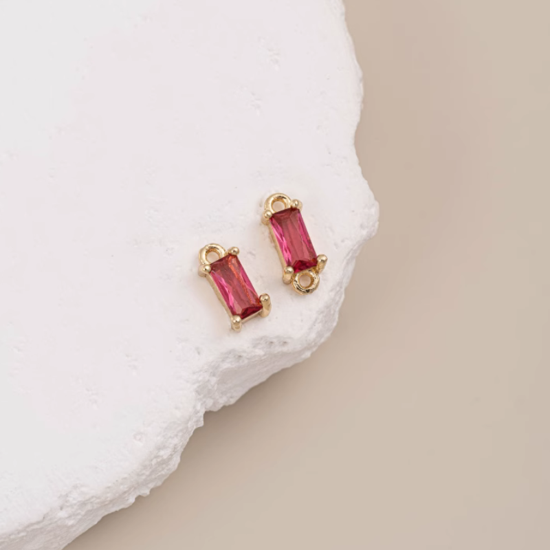 Brass Rectangle High Zircon Pendant Spacers