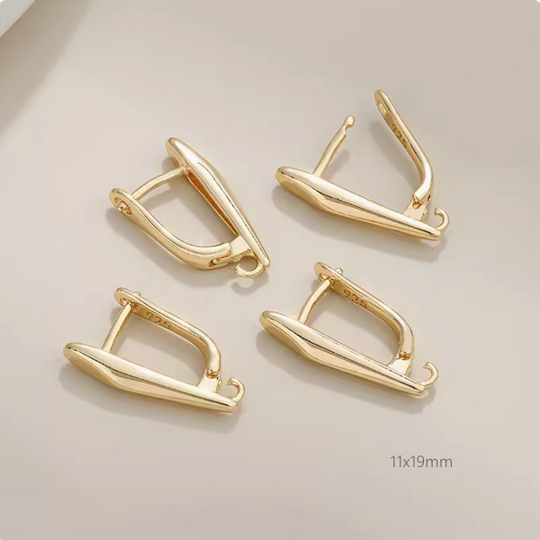 1 Pair Brass 14K Gold Plated Earring Hoops Irregualer Rings