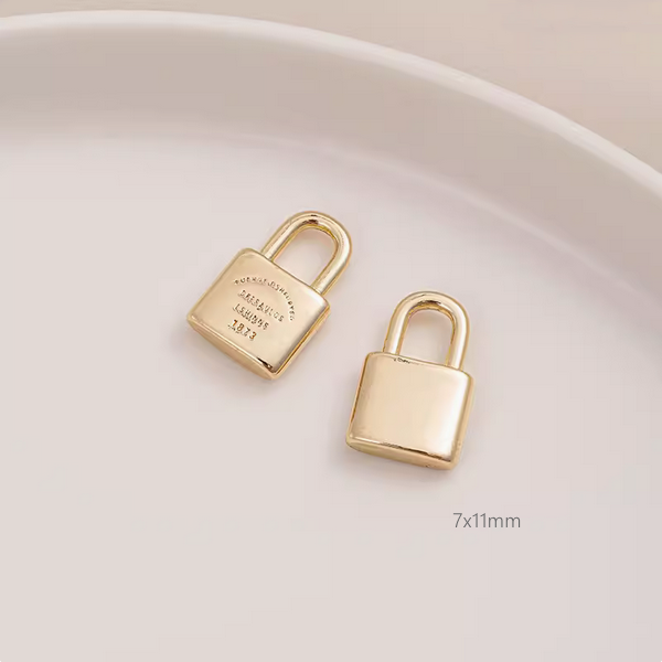 Brass Lock & Key Pendant 14K Gilded Metal Charms