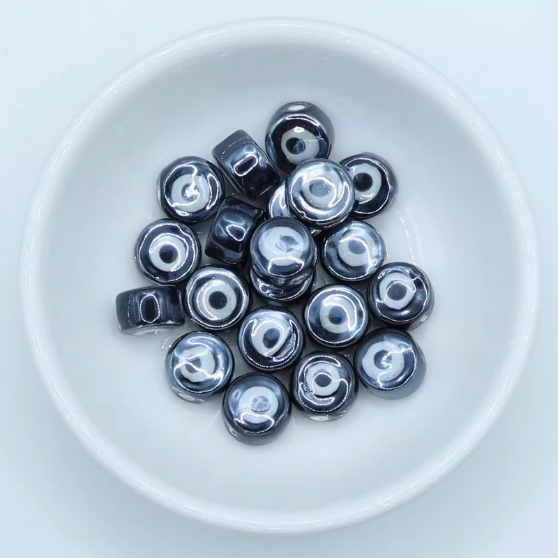 5pcs Ceramics Glazed Eyes Beads Pottery Bracelet Making Findings