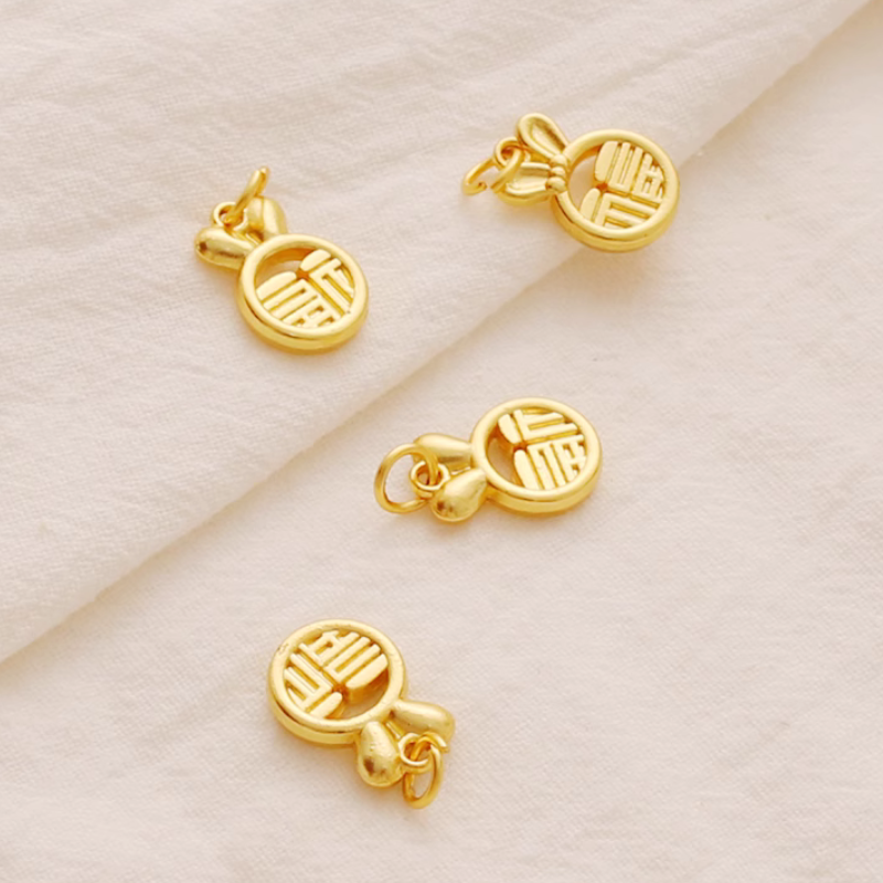 Alloy Gold Electroplated Happiness Words Pendant Piece