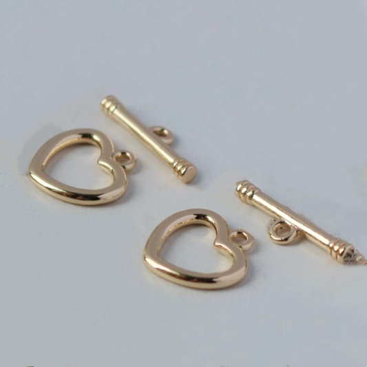 Brass Pinch / OT Clasp Hollow Heart Shape,  Gold Plated - CMXH-01