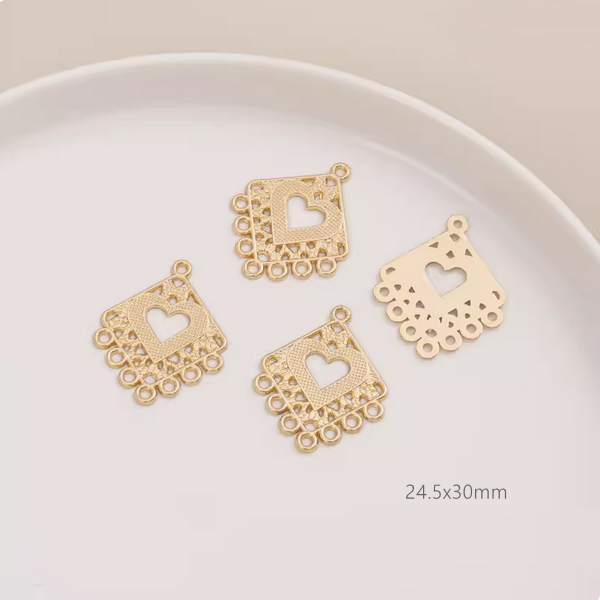 1 Pair Brass 14K Plated Earring Pendants-Multiple Holes