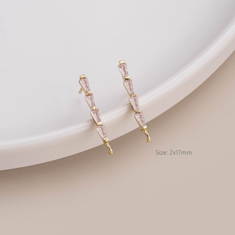 1 Pair Brass Highlight Zircon Earring Stud Jewelry Handmaking