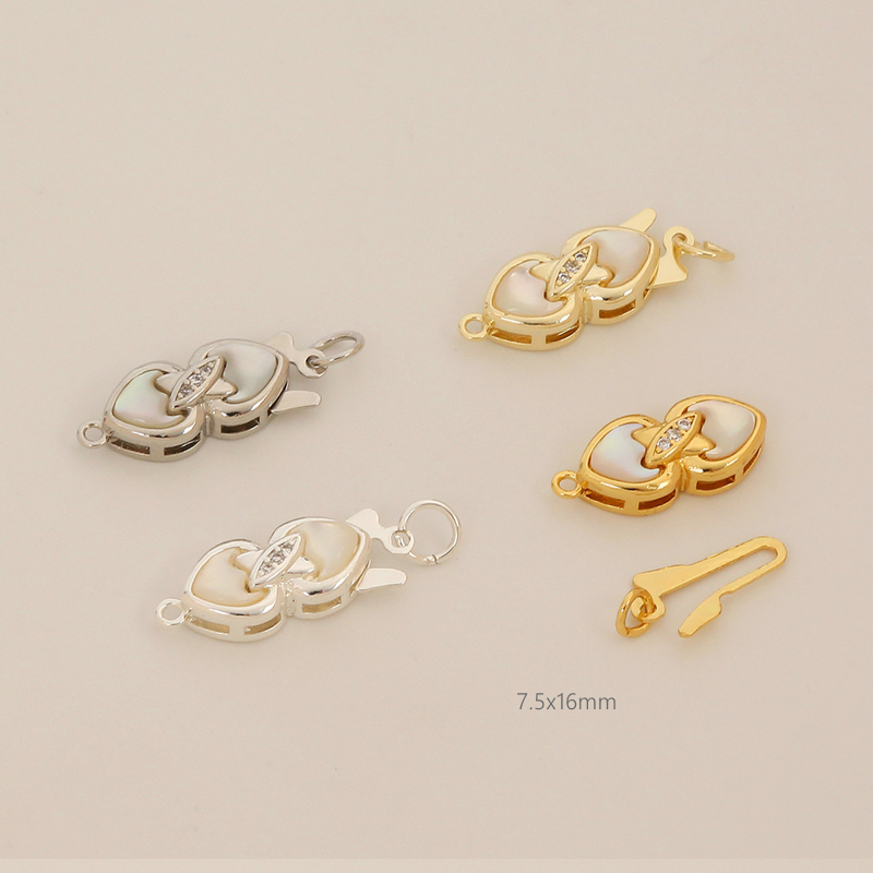 Brass Gilded Shell Insert Box Clasp Bow Beans Shape