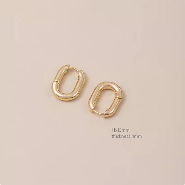 1 Pair Brass Square Ring Earrings Hoops