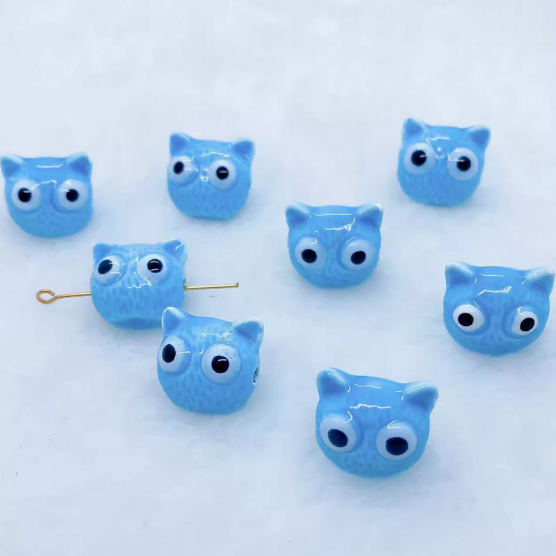 5pcs Ceramics Glazed Cats Handcrafts DIY Jewelry Beads Spare Pendant
