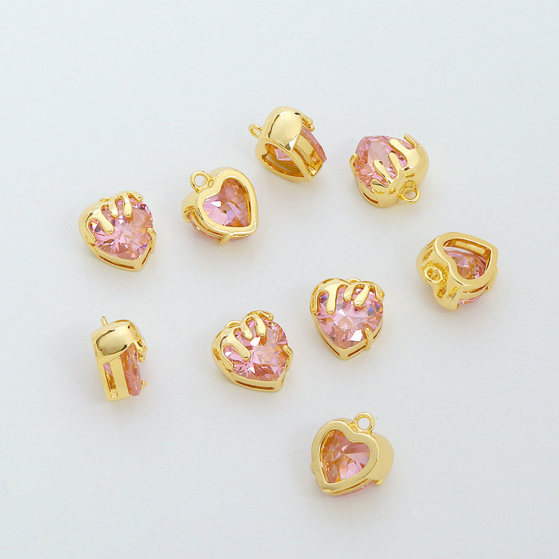 Brass Gilded Color Preservation Zircon Heart Pendant