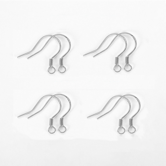 0.65mm 1 Pair Sterling Silver Earring Hooks, Spiral+925 Seal, Platinum Plated - ERSY-05